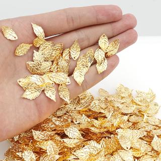 20 Peças / Lote Ouro / Metal Encantos Stamping Folha Brinco Encantos Mini Pingentes Diy Colar Encantos Flutuantes Para Fazer Jóias 10x19mm