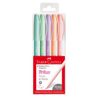 Caneta Esferográfica Trilux Pastel com 5 cores Faber Castell
