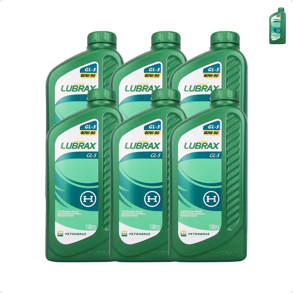 Óleo Lubrax 80w90 API GL-5 Para Transmissão 1 Litro Kit C/6