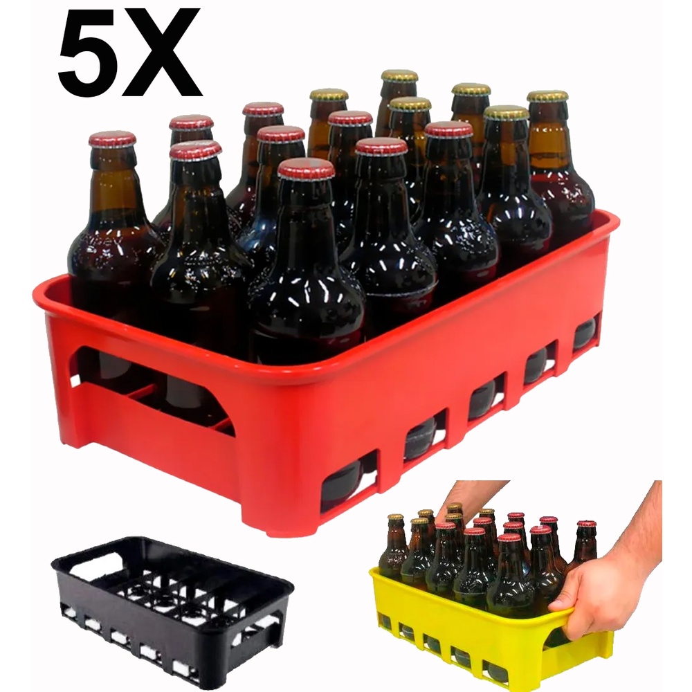 Garrafeira Engradado Cesto P 15 Garrafas De Cerveja 300ml Kit com 5 Unidades