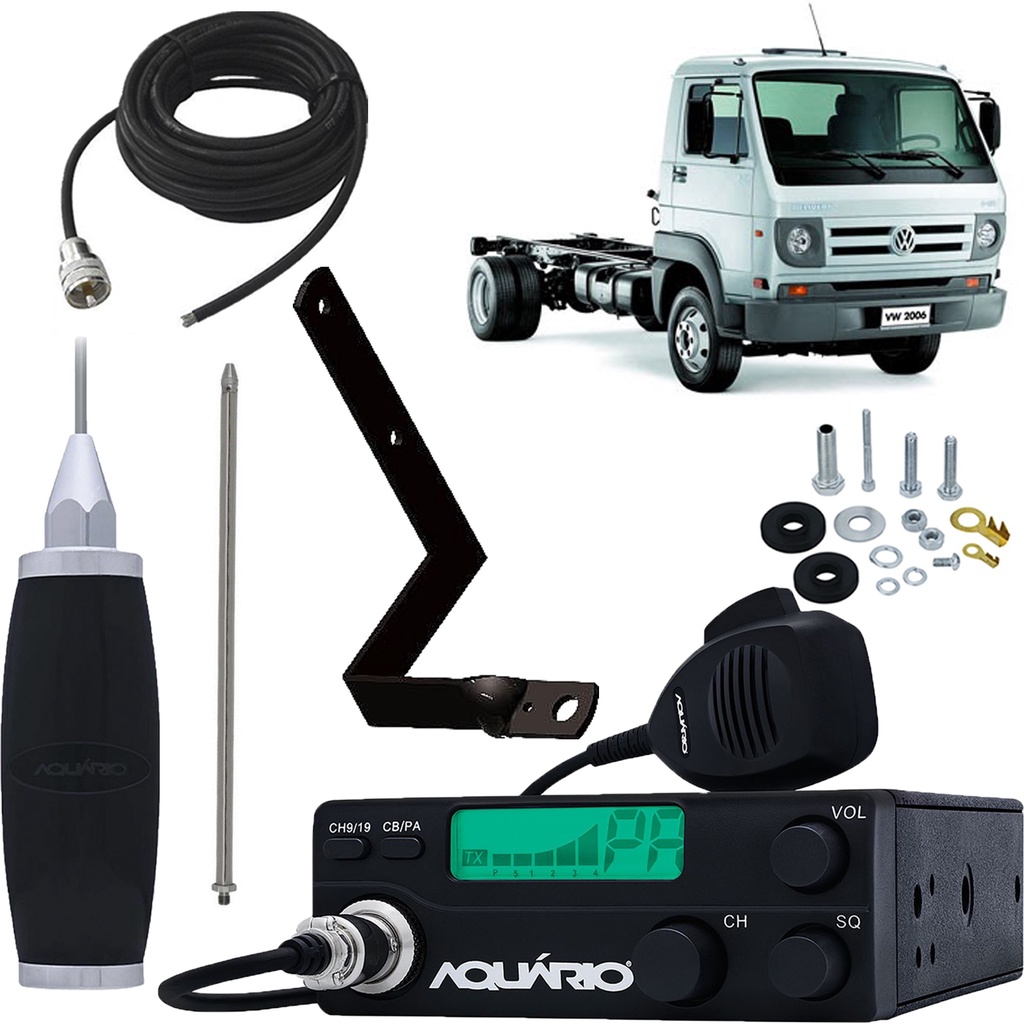 Radio Px 40 Canais RP-40 Antena Maria Mole 2,70 metros Alongador Inox 40cm Volkswagen Vw Delivery Lado Direito Carona Cabo 5,5 metros