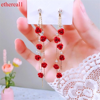 ETHEREAL1 Moda Pétala De Rosa Brincos Para As Mulheres Longa Borla Oscila Casamentos Partido Jóias Acessórios Presente