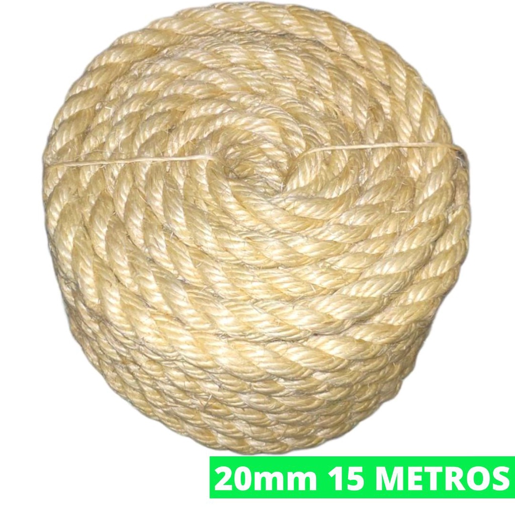 Corda De Sisal Natural 20mm 15 Metros Naval Reforçada Arranhador Gatos Balanço Decoração Artesanato