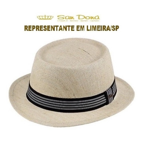 Chapéu Pork Pie Fibra Mista Creme Natural 1ª Linha Sibu Company 54 a 61 cod 001