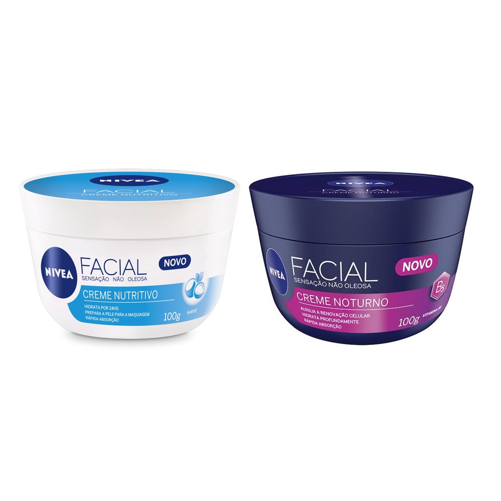 Kit Creme Facial Sensação Não Oleosa Nutritivo + Noturno 100g Nivea - Kit C/2 Itens em Oferta na Shopee