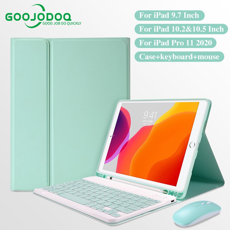 Goojodoq para iPad 9.7 2017 2018 2019 10.2 5th 6th 7th Generation Bluetooth Keyboard Mouse Case para iPad Air 1 2 3 Pro 9.7 10.5 11 Cover