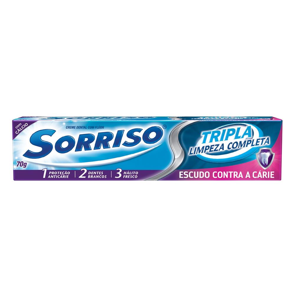Creme Dental Sorriso Tripla Limpeza Completa 70g em Oferta na Shopee