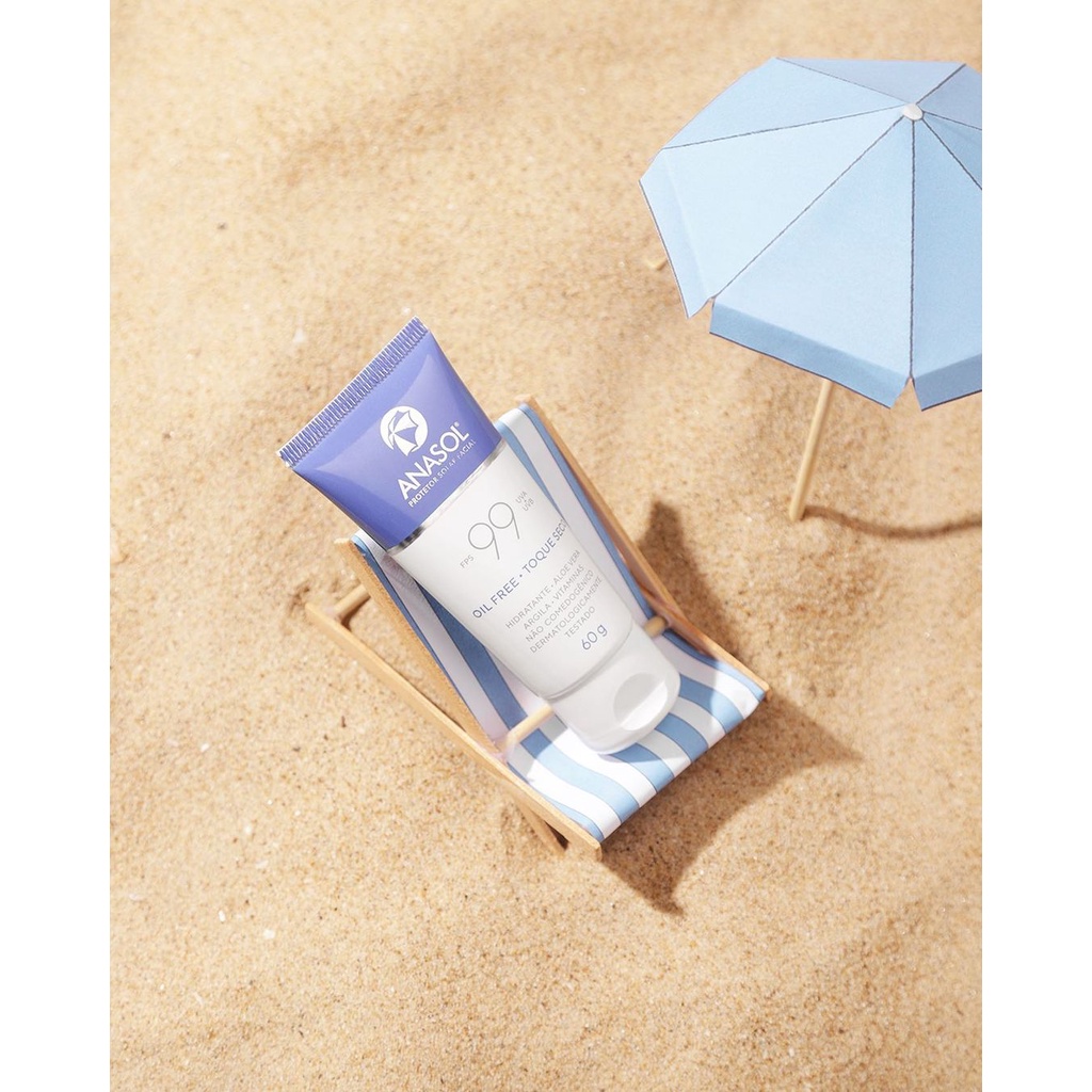 Protetor Solar Facial Anasol FPS 99 Com Aloe Vera e Argila Toque Seco Vegano 60g — imagem 2 de 2