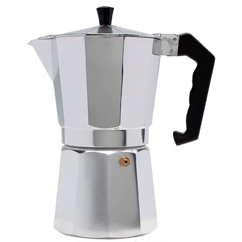 Mimo Style Italiana Expresso Cafeteira de Aluminio com Alça para 9 Cafézinhos, Prata, 450 ml