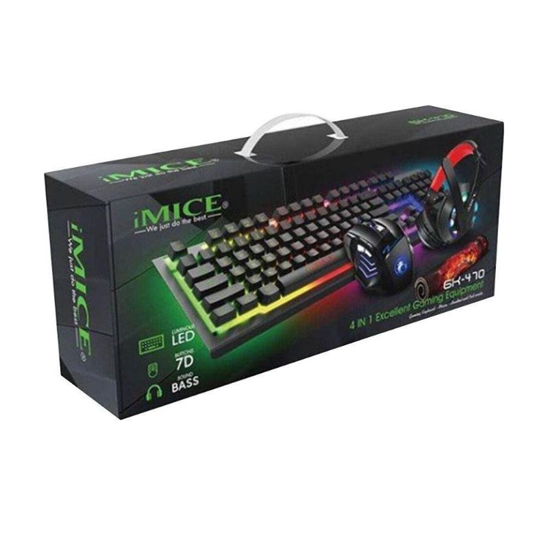 kit Gamer Teclado, Headset, mouse, mouse padrão 4in1 GK-470 iMice