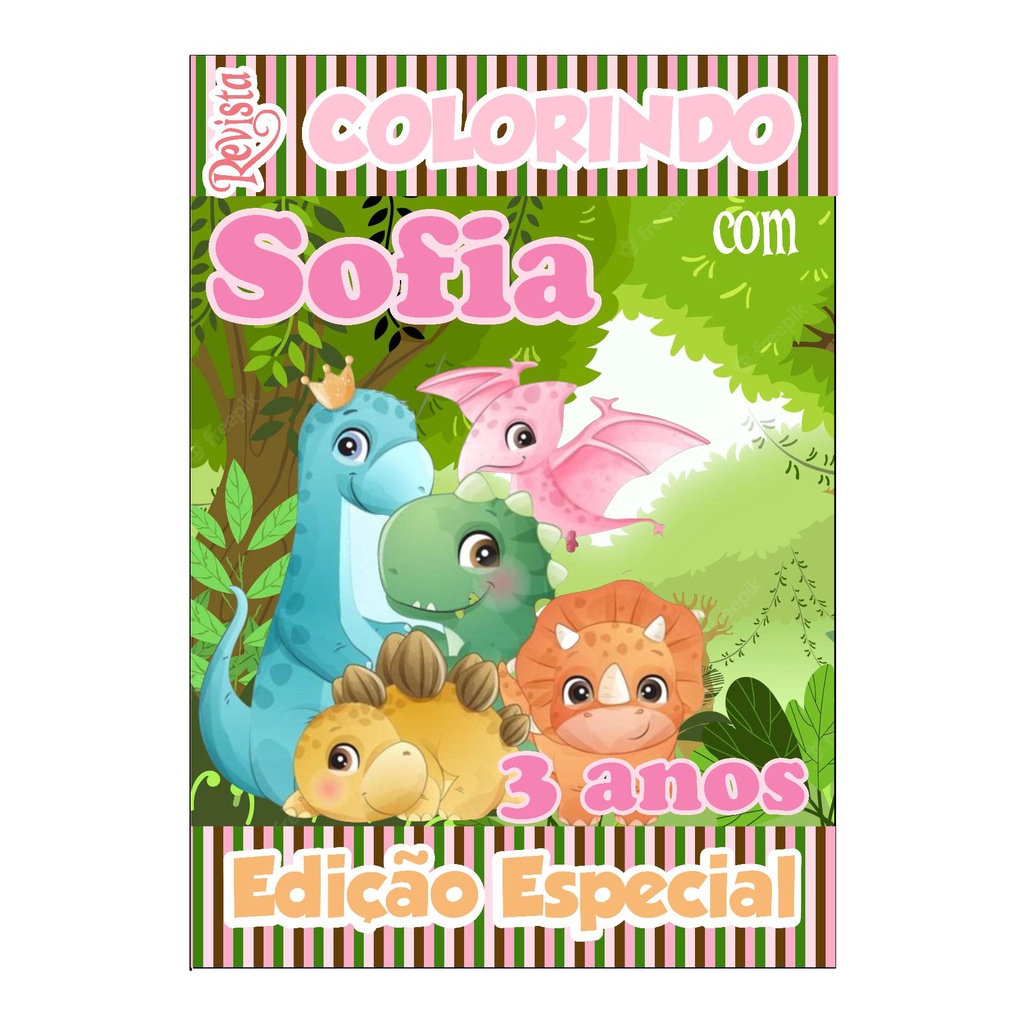 Livro De Colorir Personalizado / Revistinha de Colorir  - Tema: Dinossauro Baby