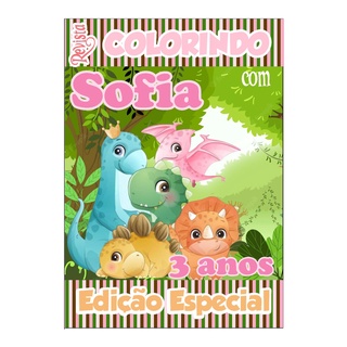 10 Livros De Colorir Personalizado / Revistinha de Colorir - Tema: Dinossauro Baby