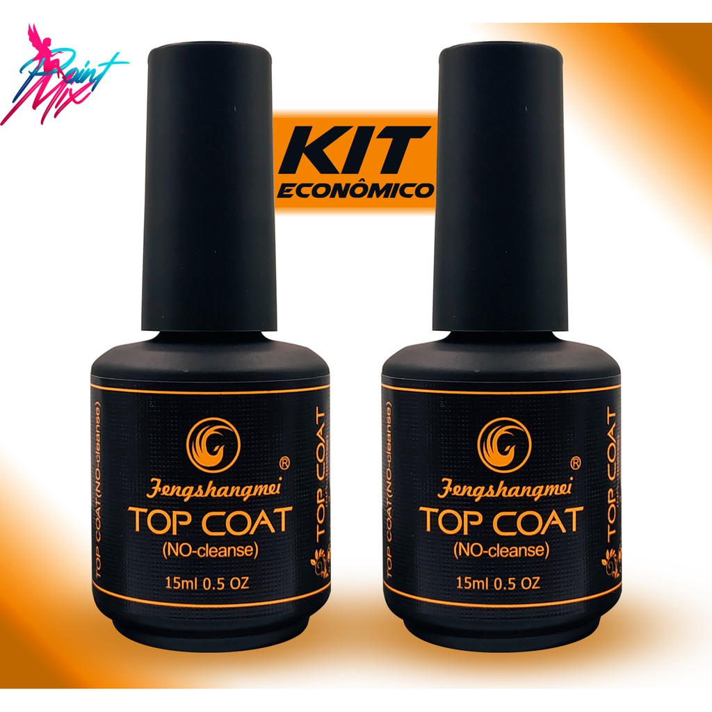 Kit com 2 Selante Top Coat Fengshangmei Feng 15ml Led UV Original Feng