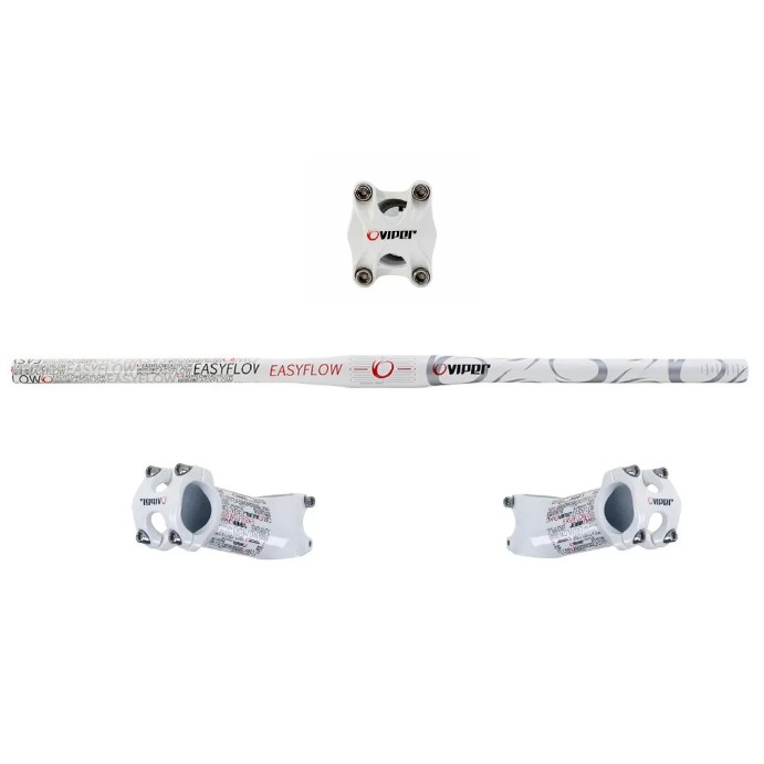Guidão Reto 780mm + Mesa Viper Easyflow 100mm Xc Mtb Branco.