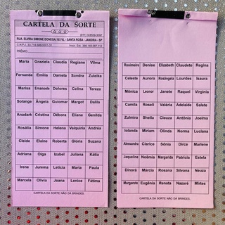 Kit com 2 Cartelas da Sorte com 100 nomes | Shopee Brasil