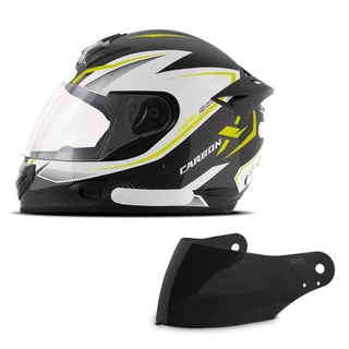Capacete Fechado Moto Integral Masculino e Feminino Mixs Mx2 Carbon Brilhante Com Viseira Fumê