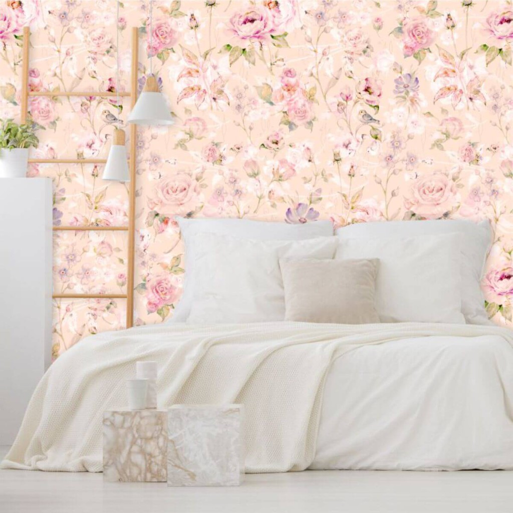 Papel De Parede Quarto Casal Floral Delicado Autoadesivo 1mx50cm