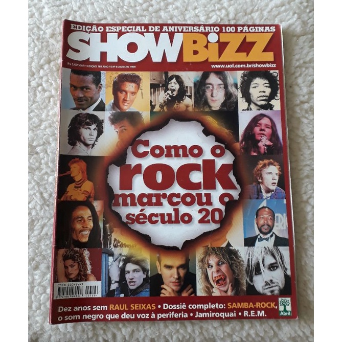 Revista Show Bizz Edição de Aniversário 100 Páginas Edição 169 Ano 15 Número 8 Agosto/ 1999