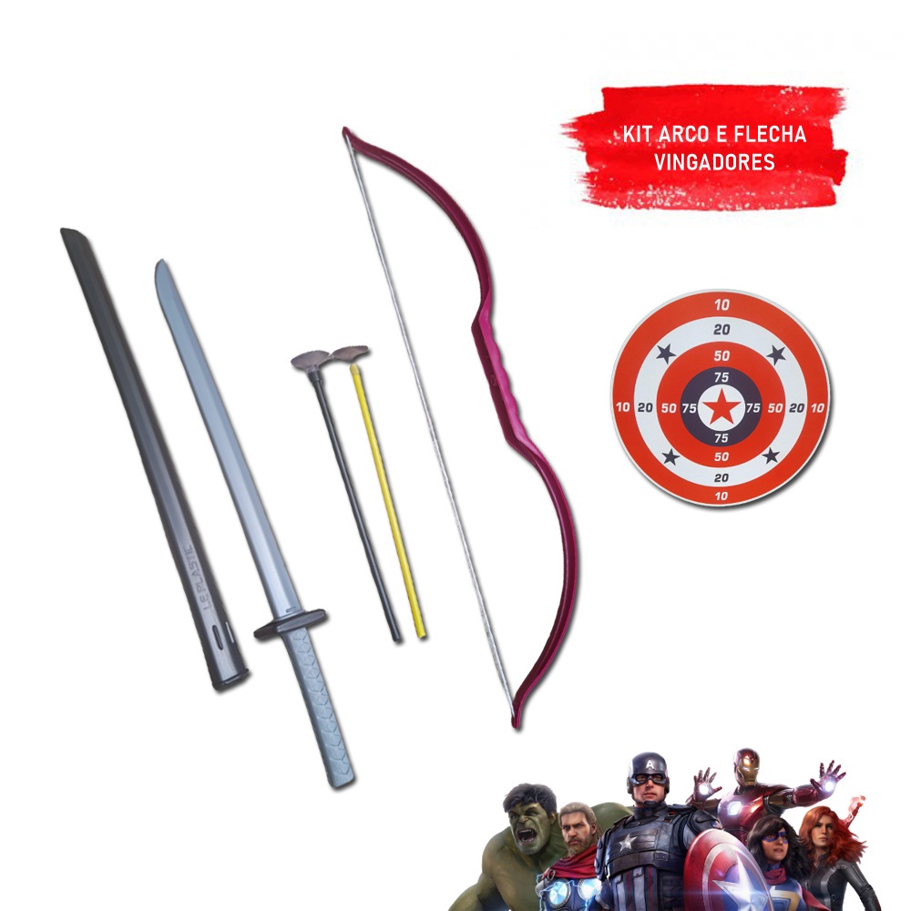 KIT ARCO E FLECHA ESPADA NINJA ARQUEIRO BRINQUEDO INFANTIL COLORIDO ALVO RADICAL CRIANÇA