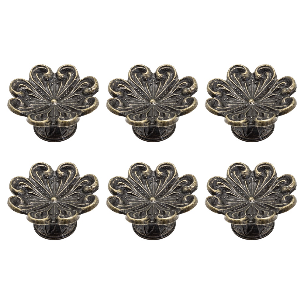 Puxador Colonial Ouro Velho Modelo Flor Turim De Gaveta 6 Uni em Oferta na Shopee