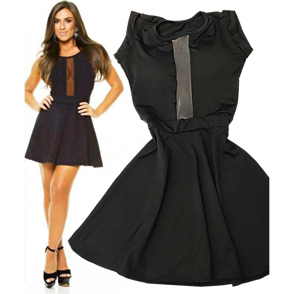 vestido preto rodado com tule