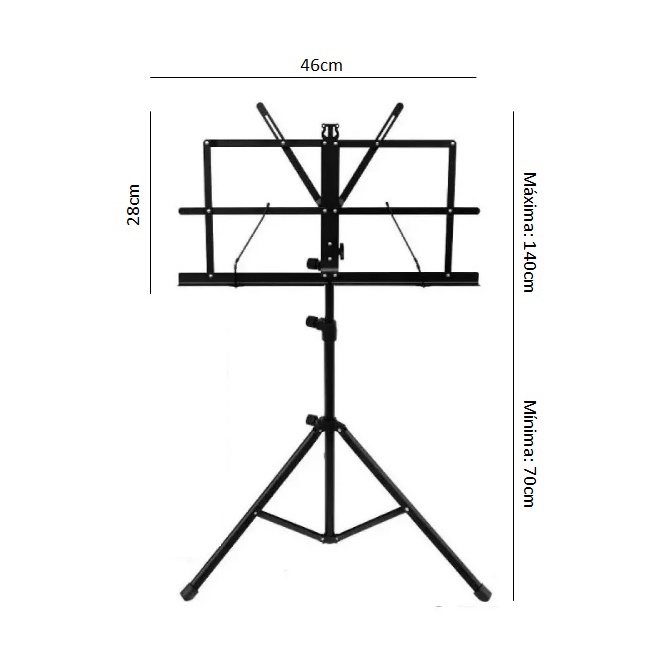 Estante De Partitura Telescópica Dobrável Estante Pedestal P/ Folha Pasta Orquestra - Arpeggio