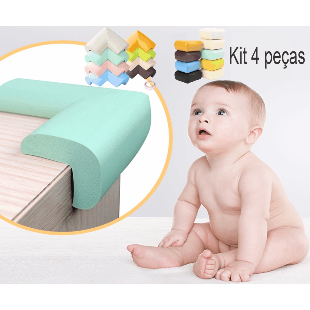 Kit Protetor quina, canto, borda, mesa para choque em L para segurança bebê PRONTA ENTREGA