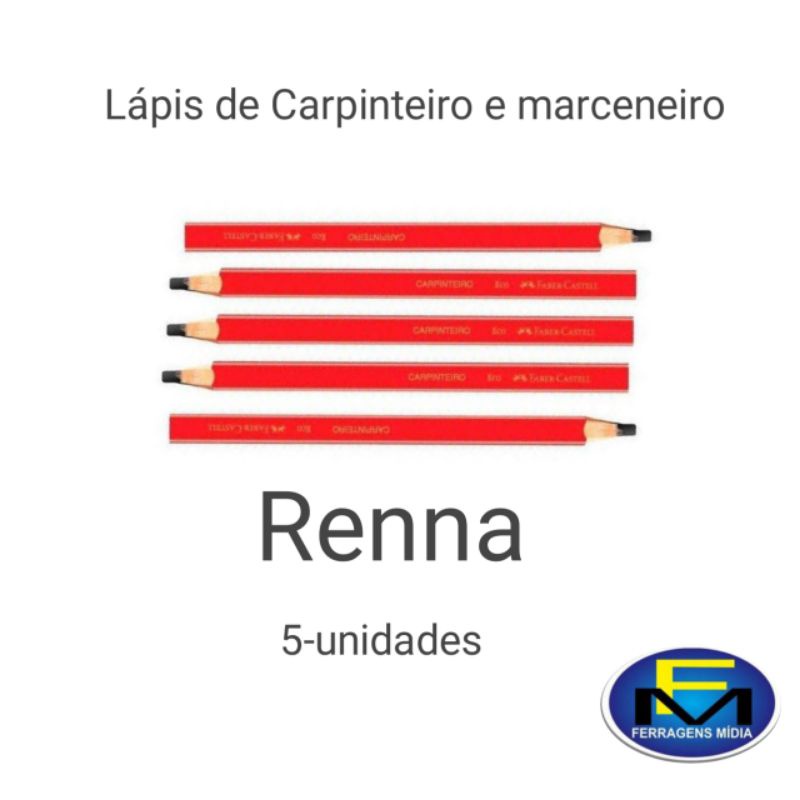 kit Lápis de carpinteiro e marceneiro  5 unidades Renna em Oferta na Shopee