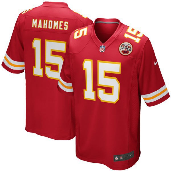 Camiseta De Futebol Red White Black Nfl Chiefs # 15 Patrick Mahomes