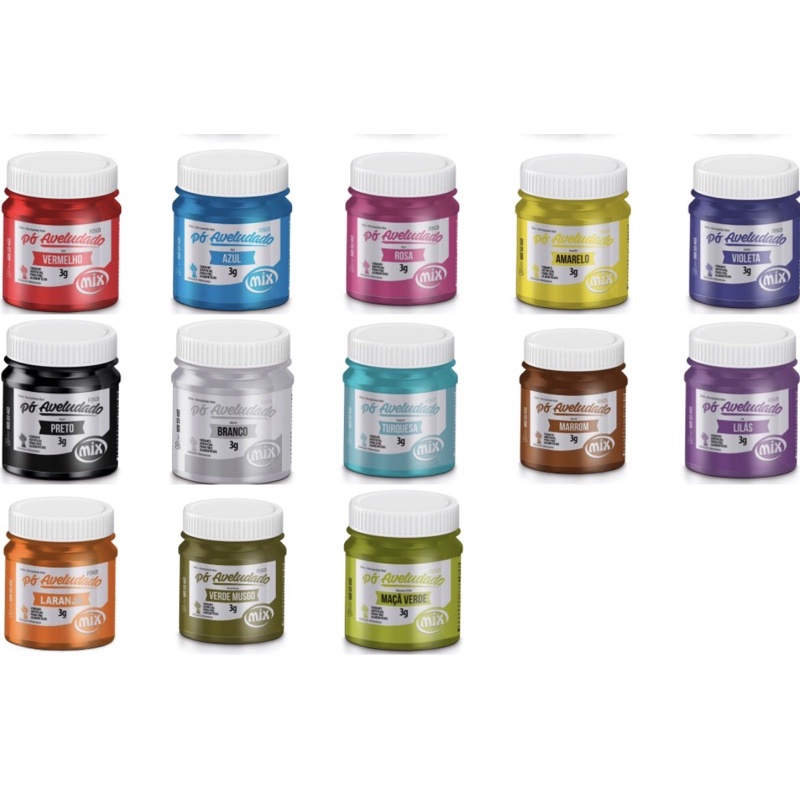 CORANTE PÓ MIX 3G AVELUDADO FOSCO PARA DECORAÇÃO. em Oferta na Shopee