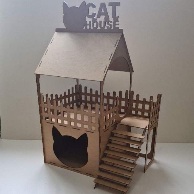 Casinha para Gato Linda em Mdf cru de 3mm