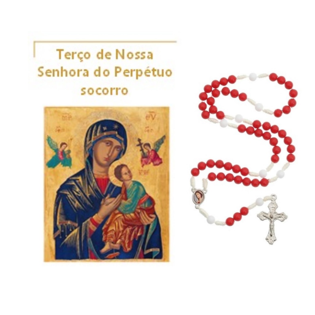 TERÇO NOSSA SENHORA DO PERPÉTUO SOCORRO COM FOLHETO COM MODO DE REZAR