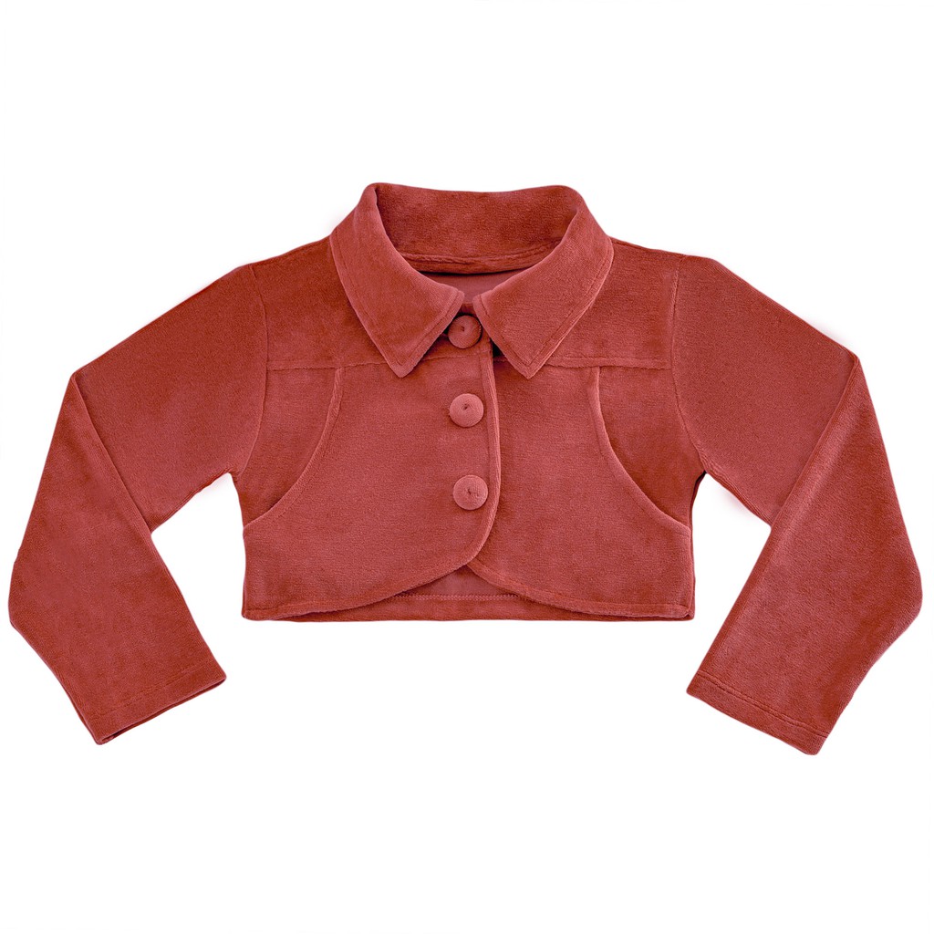 Bolero de Plush Casaquinho Infantil de Festa para Menina Marsala