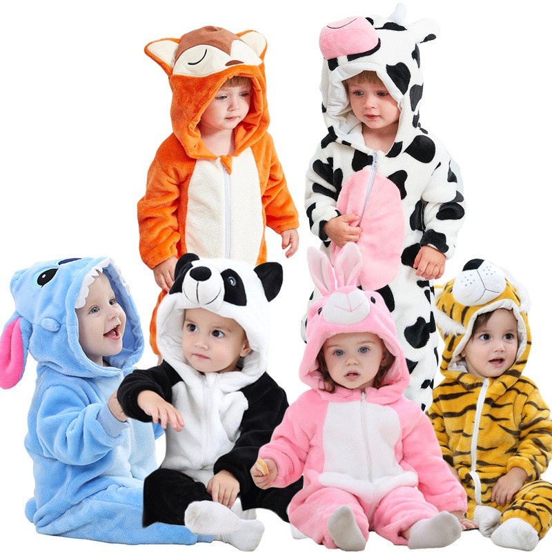 Roupa Do Bebê Bonito Animais Vaca Panda Macacão Infantil Macacão Quente Do Bebê Uma Peça