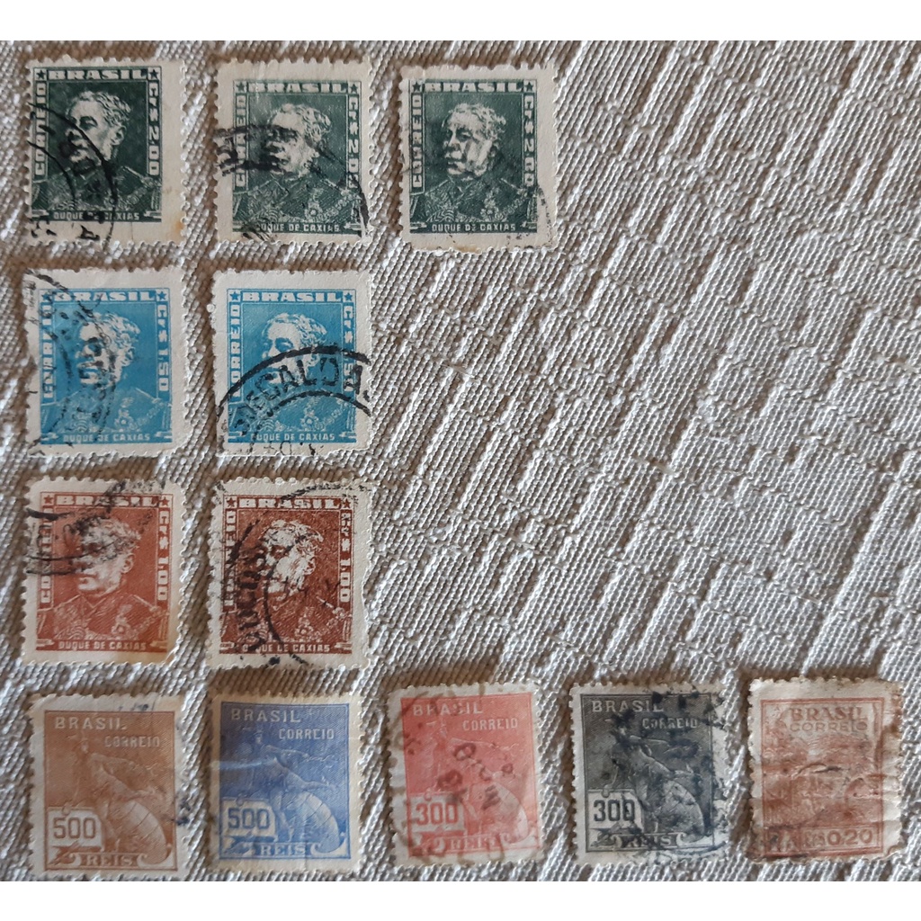 Conj. 12 Pçs - Selos Postais Nacional - 1950 - Duque Caxias