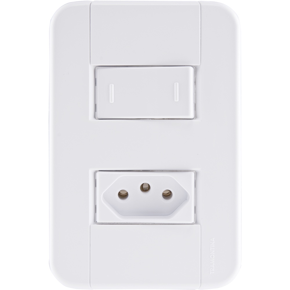 Conjunto 4x2 com 1 Interruptor Paralelo 10 A 250 V e 1 Tomada 2P+T 10 A 250 V Tramontina Tablet Branco