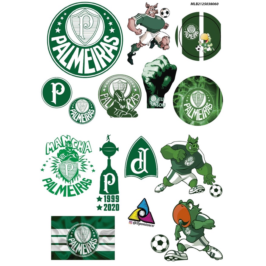 Stickers Palmeiras Etiqueta Adesivo Mancha Verde Palestra Itália Porco Verdão Futebol Alviverde Moto Carro Capacete Cadernos decoração em geral