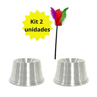 Kit 2 comedouro de aluminio elevado 140mL Cattus
