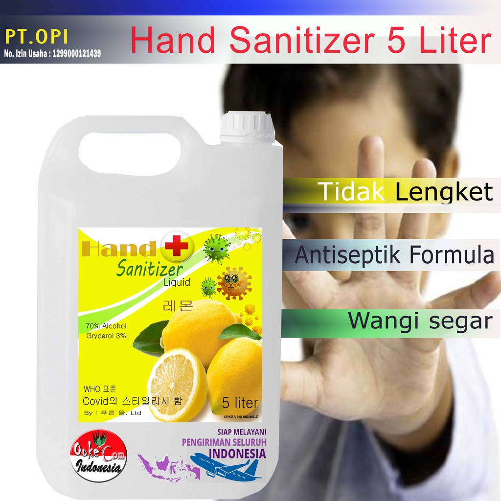 Higienizador De Mãos De 5 Litros | 1 Litro 500ml Líquido gel (OC)