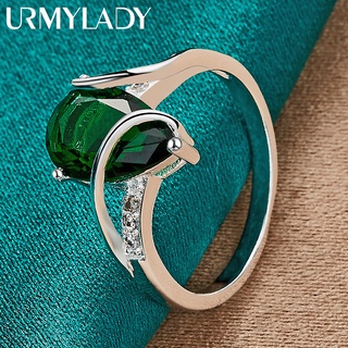 URMYLADY 925 Gota Turquesa De Prata Esterlina 7-10 # Anel Para Mulheres Encanto De Noivado Moda Joias