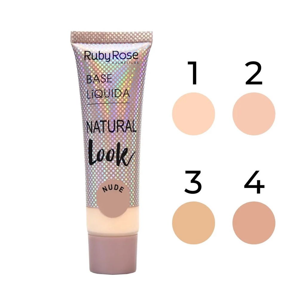 Base Líquida Ruby Rose Natural Look Nude 1 a 4 Tons claros e Médias -  Escorrega o Preço