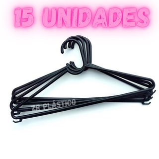 Cabide Adulto de Roupa Tradicional Plástico Preto 15 Peças - Preço de Fábrica em Oferta na Shopee