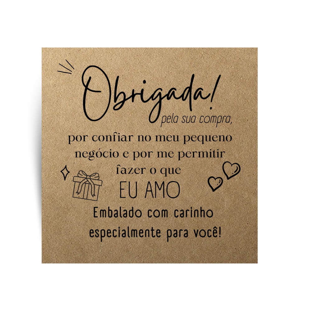 Cartões De Agradecimento Kraft Obrigada pela sua Compra 9x9cm em Oferta na Shopee