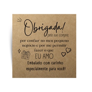 Cartões De Agradecimento Kraft Obrigada pela sua Compra 9x9cm em Oferta na Shopee