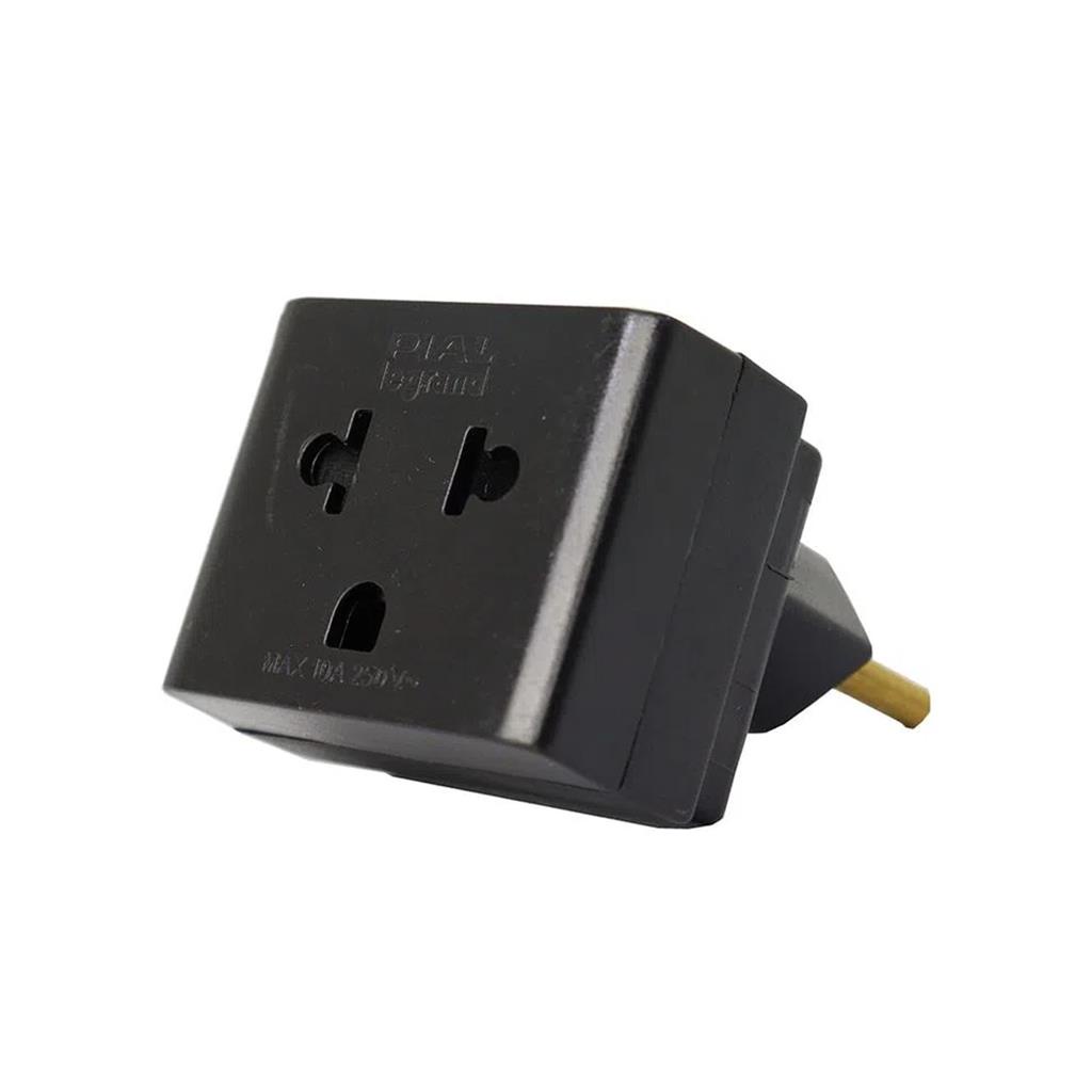 Adaptador Pad Bras Preto 250V 10A 2P+T Nbr14136 Pial em Oferta na Shopee