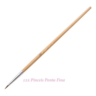 Pincel Ponta Fina 00 12uni Madeira Decoração Das Gel De Unha Profissional Nail Art
