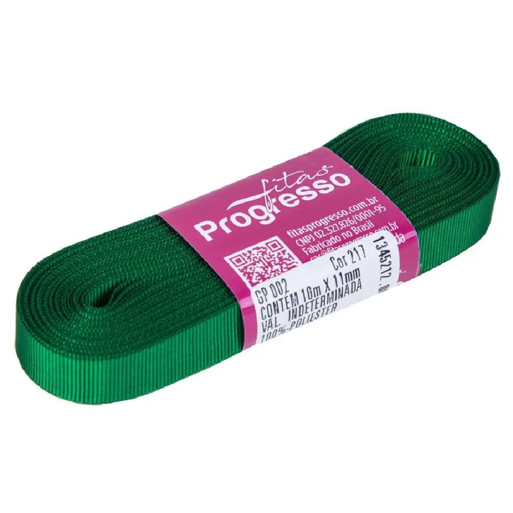 Fita Gorgurão Progresso 11mm - 10m 217 Verde Bandeira - 1un
