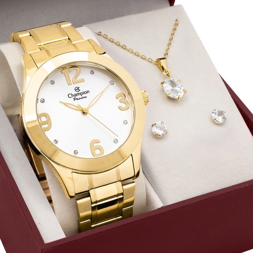Kit Relógio Champion Feminino Com Colar e Brincos CH24268D - Watches