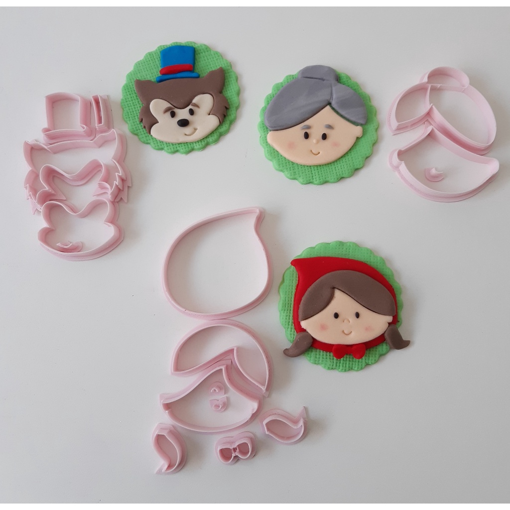 Cortador Chapéuzinho Vermelho 5,5cm Vovózinha Lobo mau  - kit ou unitario- cortador de pasta americana
