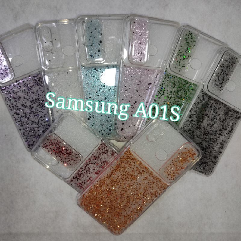 CAPA Silicone Case/ CAPINHA GLITTER LUXO TRANSPARENTE  Para Samsung A10S Com Protetor de Câmera